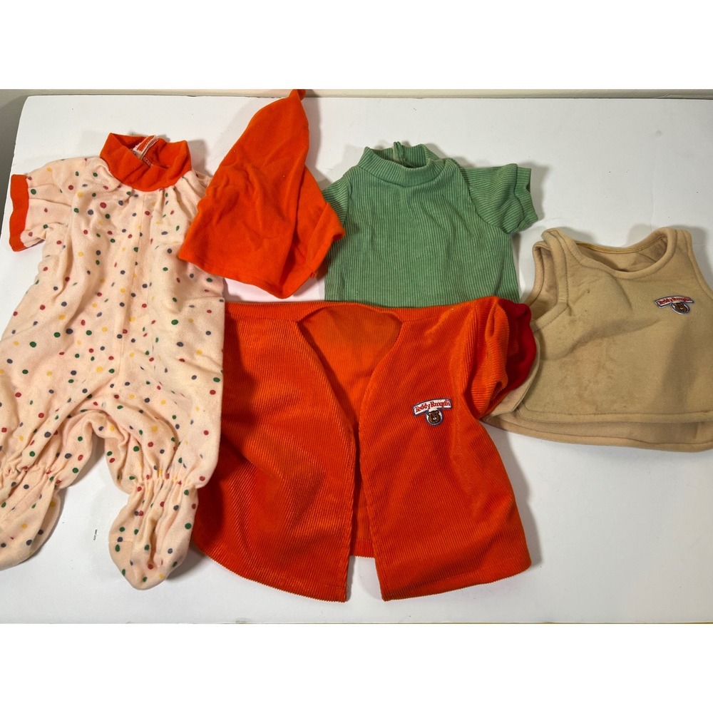 Vintage Teddy Ruxpin Outfit Lot Doll Clothes Romper Vest‎ Shirt Hat